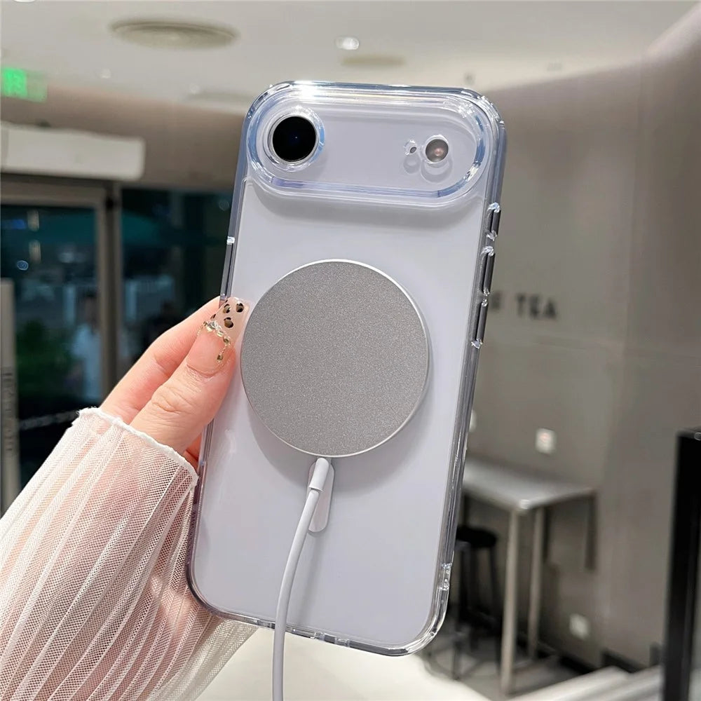 For iPhone Air Magnetic Clear Case PC +TPU Hybrid Phone Cover Compatible with MagSafe - 7