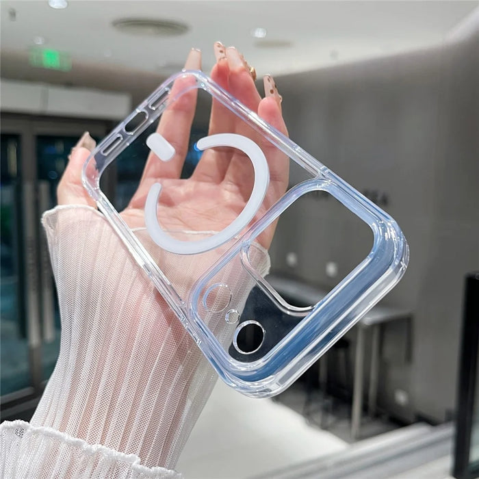 For iPhone 17 Pro Magnetic Clear Case PC +TPU Hybrid Phone Cover Compatible with MagSafe - 4