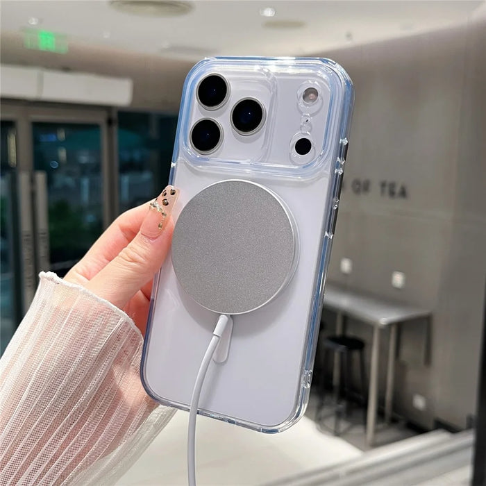 For iPhone 17 Pro Magnetic Clear Case PC +TPU Hybrid Phone Cover Compatible with MagSafe - 5