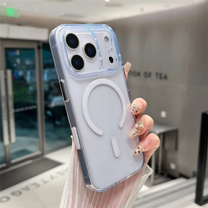 For iPhone 17 Pro Magnetic Clear Case PC +TPU Hybrid Phone Cover Compatible with MagSafe - 7