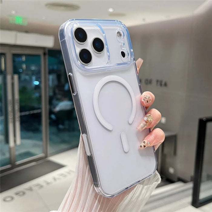 For iPhone 17 Pro Max Magnetic Clear Case PC +TPU Hybrid Phone Cover Compatible with MagSafe - 6