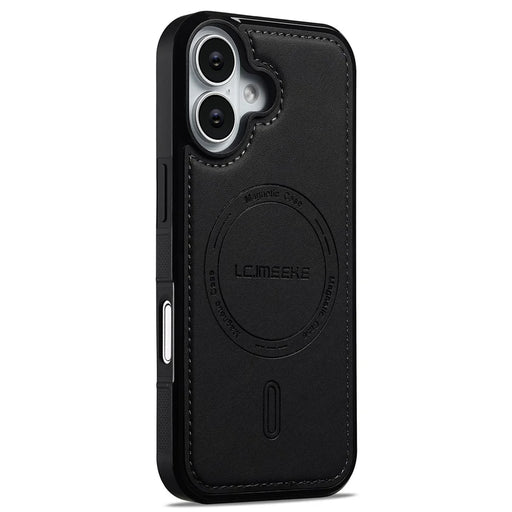 LC.IMEEKE L6 For iPhone 17 Case PU Leather Coated PC TPU Phone Cover Compatible with MagSafe - Black - 2