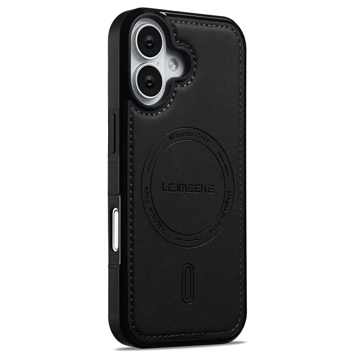 LC.IMEEKE L6 For iPhone 17 Case PU Leather Coated PC TPU Phone Cover Compatible with MagSafe - Black - 2