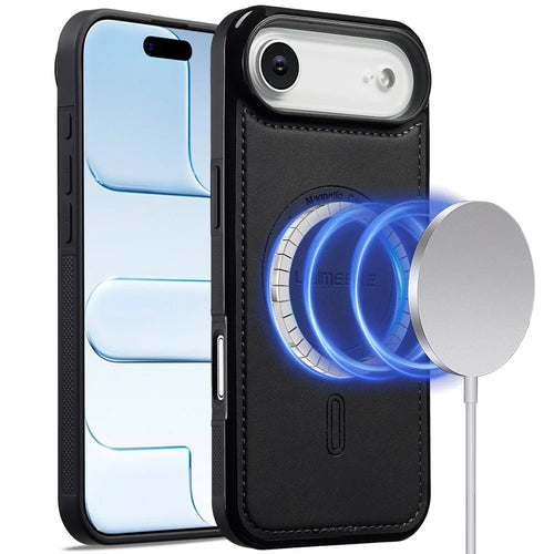 LC.IMEEKE L6 For iPhone Air Case PU Leather Coated PC TPU Phone Cover Compatible with MagSafe - Black - 1