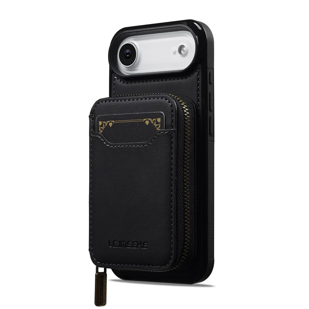 LC.IMEEKE L6 For iPhone Air Magnetic Case Detachable Zipper Wallet Leather Coated PC + TPU Phone Cover - Black - 2