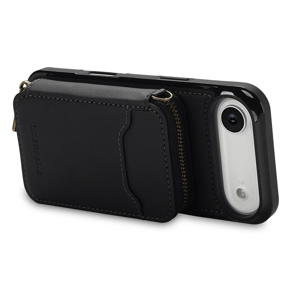 LC.IMEEKE L6 For iPhone Air Magnetic Case Detachable Zipper Wallet Leather Coated PC + TPU Phone Cover - Black - 3