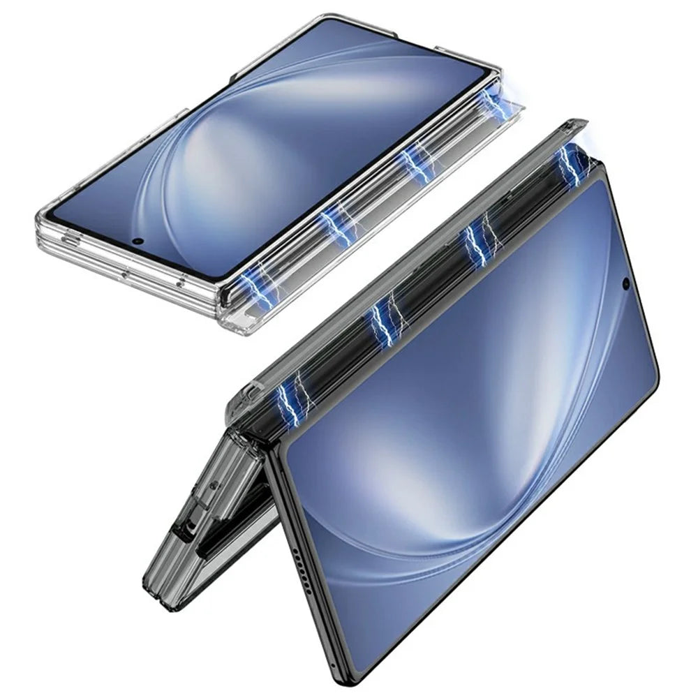GKK For vivo X Fold5 5G Magnetic Case Rotating Kickstand Hinge Protection Clear TPU Phone Cover - Transparent Black - 3