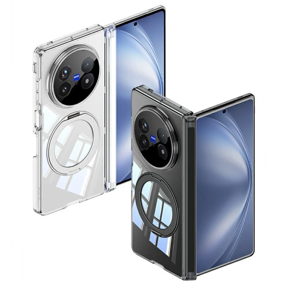 GKK For vivo X Fold5 5G Magnetic Case Rotating Kickstand Hinge Protection Clear TPU Phone Cover - Transparent Black - 4