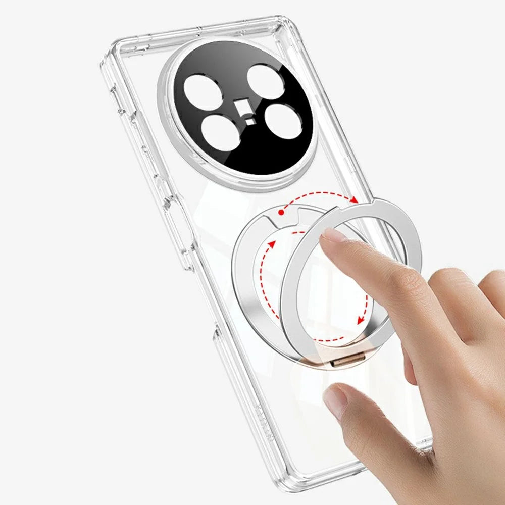GKK For vivo X Fold5 5G Magnetic Case Rotating Kickstand Hinge Protection Clear TPU Phone Cover - Transparent Black - 5