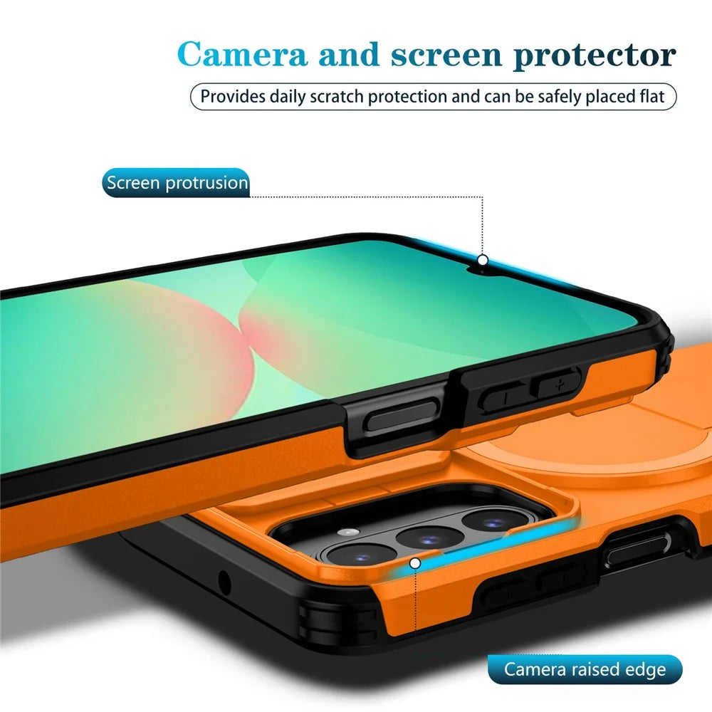 For Samsung Galaxy A17 5G / 4G / A26 5G Case Kickstand Camera Slider PC + TPU Phone Cover Magnetic Case - Orange - 3