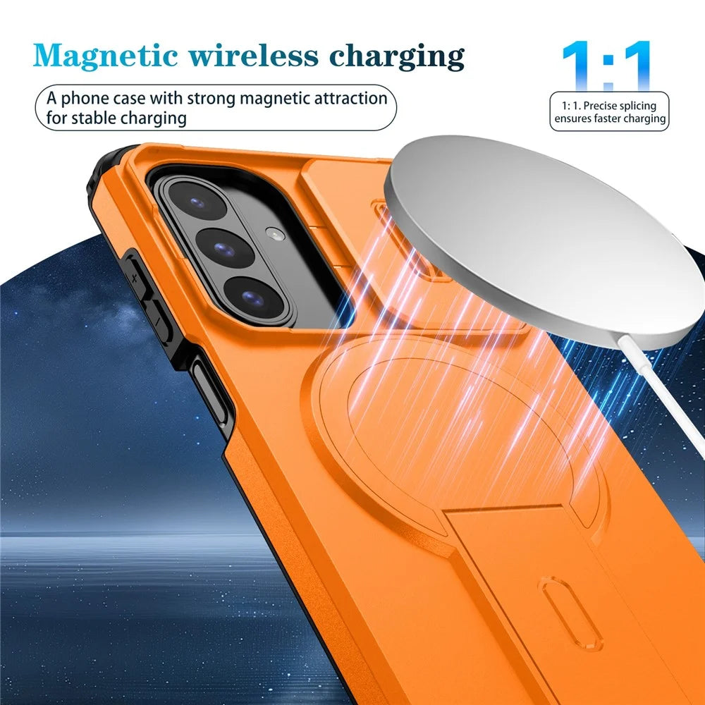 For Samsung Galaxy A17 5G / 4G / A26 5G Case Kickstand Camera Slider PC + TPU Phone Cover Magnetic Case - Orange - 6