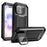 R-JUST For iPhone 17 Case PC + Silicone + Metal Back Cover with Tempered Glass Film - Black - 1