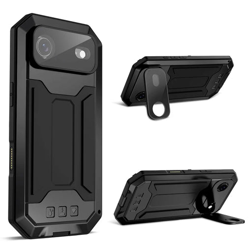 R-JUST For iPhone Air Case PC + Silicone + Metal Back Cover with Tempered Glass Film - Black - 2