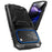 R-JUST For iPhone 17 Pro Max Case PC + Silicone + Metal Kickstand Phone Cover with Tempered Glass Film - Black - 2