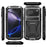 R-JUST For iPhone 17 Pro Max Case PC + Silicone + Metal Kickstand Phone Cover with Tempered Glass Film - Black - 3