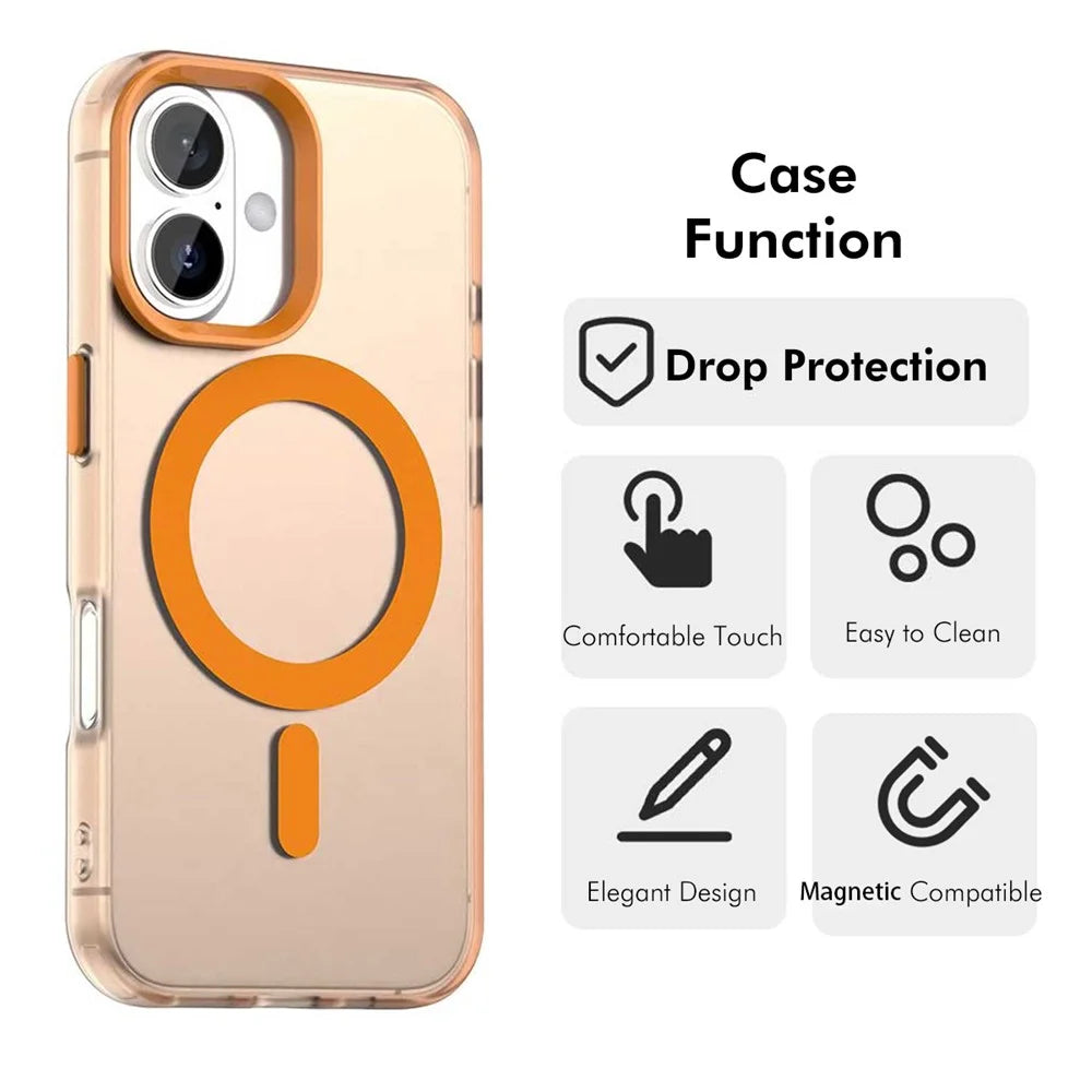 ENKAY HAT PRINCE For iPhone 17 Magnetic Case with 9H Screen Protector Clear PC Phone Cover - Orange - 2