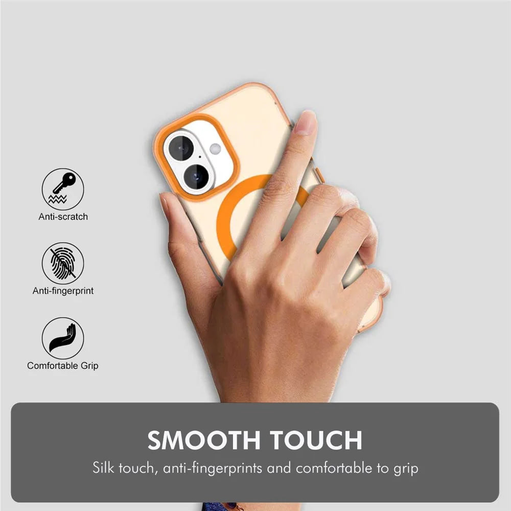 ENKAY HAT PRINCE For iPhone 17 Magnetic Case with 9H Screen Protector Clear PC Phone Cover - Orange - 6