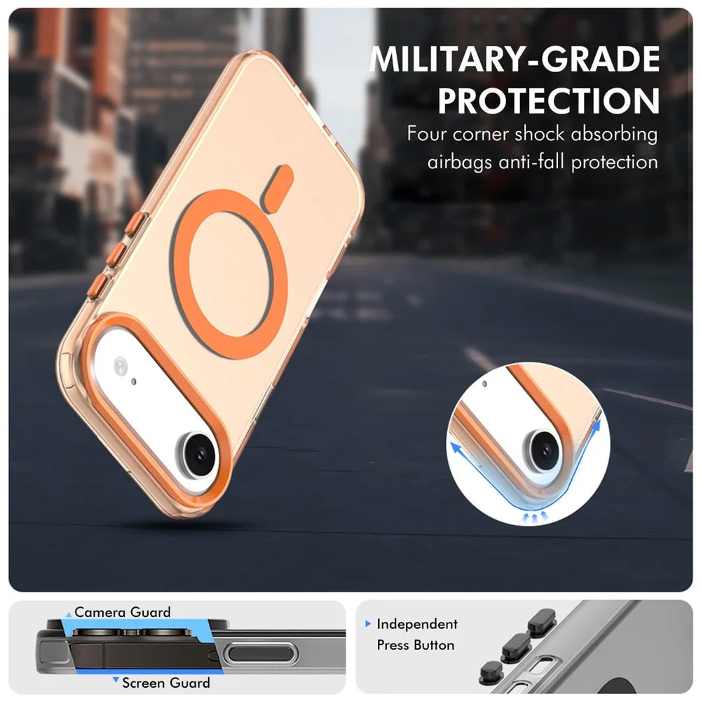 ENKAY HAT PRINCE For iPhone Air Magnetic Case with 9H Screen Protector Clear PC Phone Cover - Orange - 5