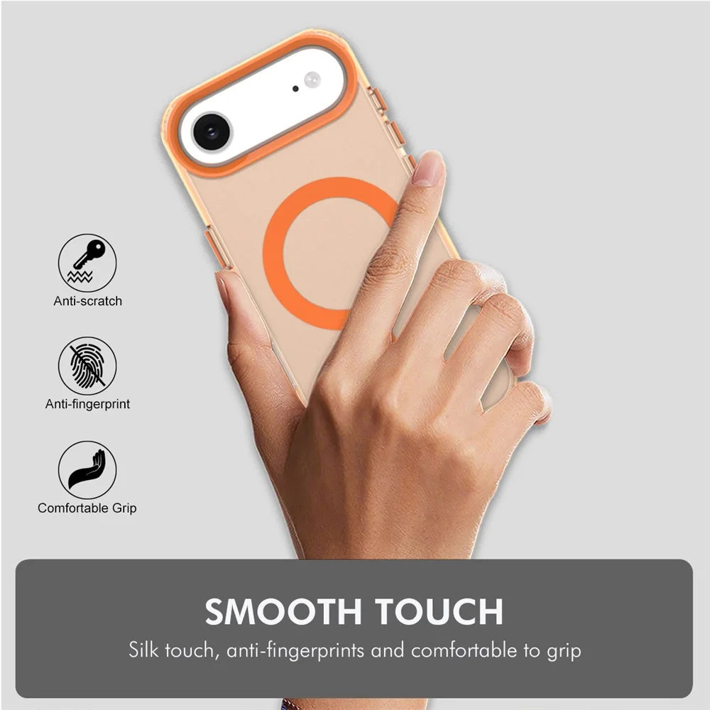 ENKAY HAT PRINCE For iPhone Air Magnetic Case with 9H Screen Protector Clear PC Phone Cover - Orange - 6