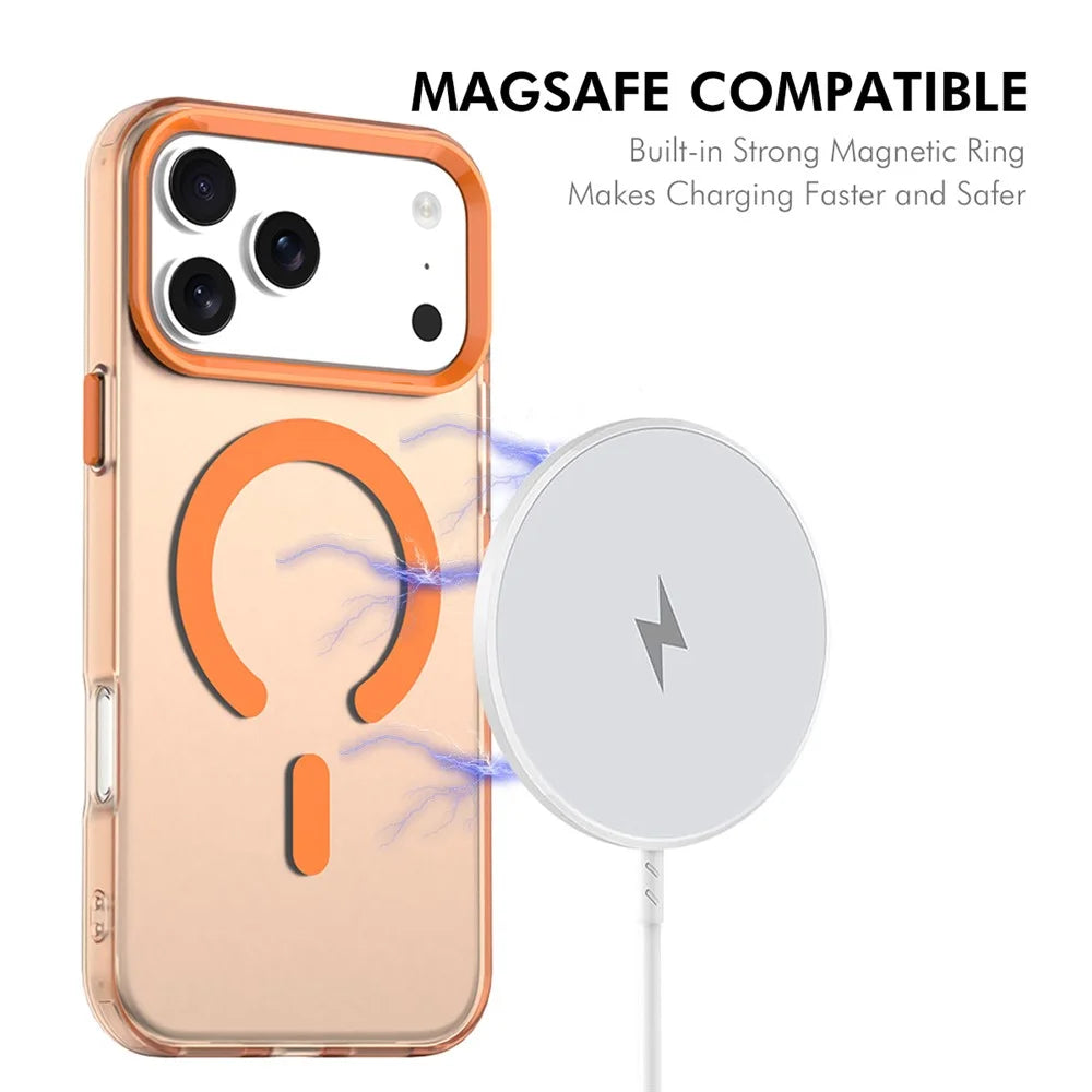 ENKAY HAT PRINCE For iPhone 17 Pro Magnetic Case with 9H Screen Protector Clear PC Phone Cover - Orange - 3