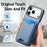 For iPhone 17 Pro Max Case Card Holder Kickstand Carbon Fiber Texture Back Cover - Blue - 7