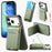 For iPhone 17 Pro Max Case Cloth Texture Leather + PC + TPU Phone Cover with Card Holder Kickstand - Green - 1