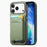 For iPhone 17 Pro Max Case Cloth Texture Leather + PC + TPU Phone Cover with Card Holder Kickstand - Green - 2