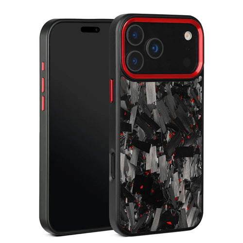 For iPhone 17 Pro Max Magnetic Case Large Texture Aramid Fiber + TPU Phone Cover with Metal Lens Frame - Red Lens Frame + Red - 1