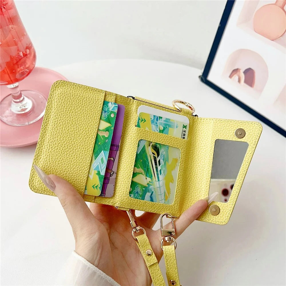For Samsung Galaxy Z Flip7 5G Case Card Holder Litchi Texture Leather Phone Cover with Shoulder Strap - White - 2