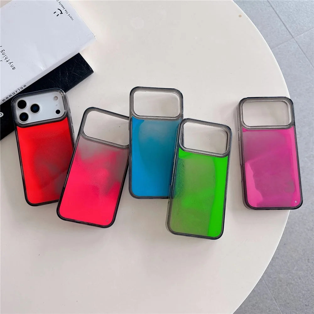 For iPhone 17 Pro Case Glow in the Dark Liquid Quicksand PC + TPU Phone Cover - Red - 5