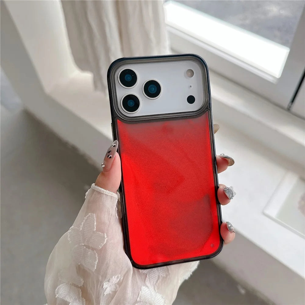 For iPhone 17 Pro Max Case Glow in the Dark Liquid Quicksand PC + TPU Phone Cover - Red - 2