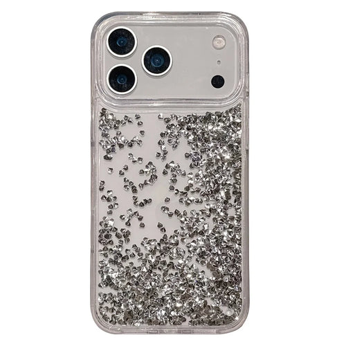 For iPhone 17 Pro Max Case Bling Rhinestone Quicksand TPU + PC Protective Cover - Silver - 1
