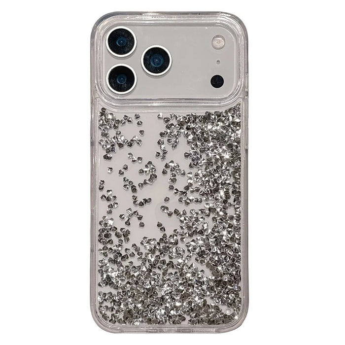 For iPhone 17 Pro Case Bling Rhinestone Quicksand TPU + PC Protective Cover - Silver - 1