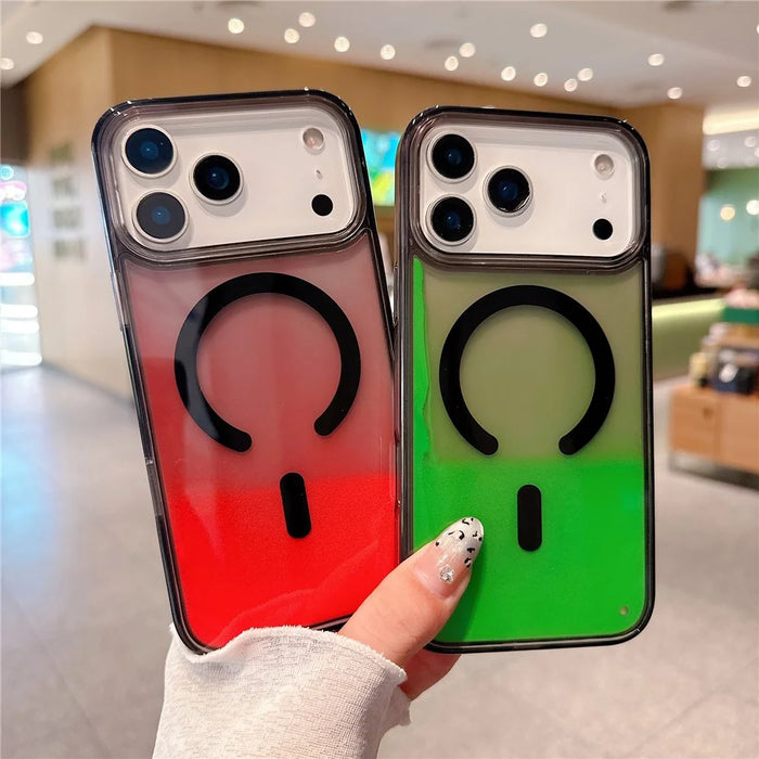 For iPhone 17 Pro Max Case Compatible with MagSafe Liquid Quicksand PC + TPU Luminous Phone Cover - Green - 4