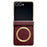 For Samsung Galaxy Z Flip7 5G Magnetic Case Leather + PC Electroplated Folding Phone Cover - Wine Red - 1