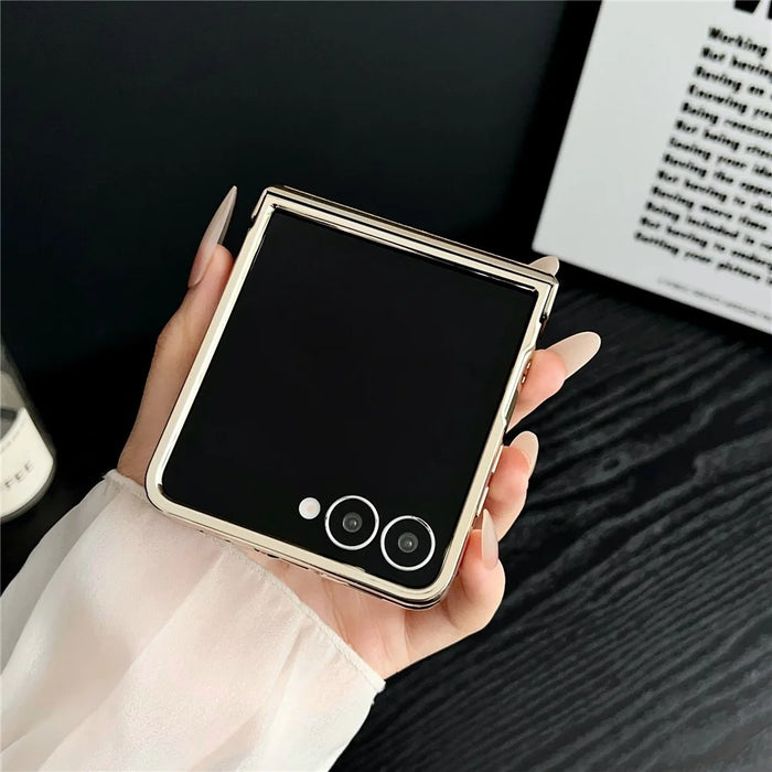 For Samsung Galaxy Z Flip7 5G Magnetic Case Leather + PC Electroplated Folding Phone Cover - Wine Red - 6