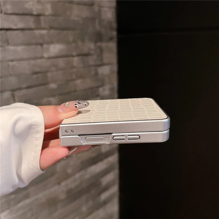 For Samsung Galaxy Z Flip7 5G Case Crocodile Texture PU Leather + PC Protective Phone Cover - Red - 5