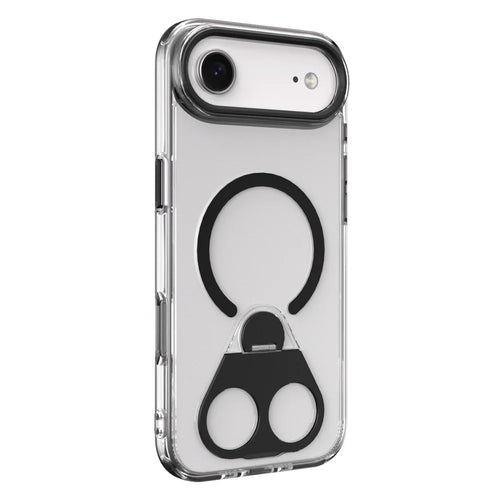 For iPhone Air Phone Case Compatible with MagSafe TPU Acrylic Back Cover with Ring Kickstand - Black - 1