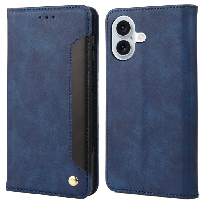 For iPhone 17 Case PU Leather Shockproof Protection Wallet Phone Cover - Blue - 1