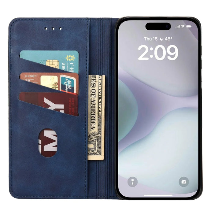 For iPhone 17 Case PU Leather Shockproof Protection Wallet Phone Cover - Blue - 2