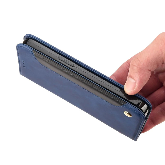 For iPhone 17 Case PU Leather Shockproof Protection Wallet Phone Cover - Blue - 7