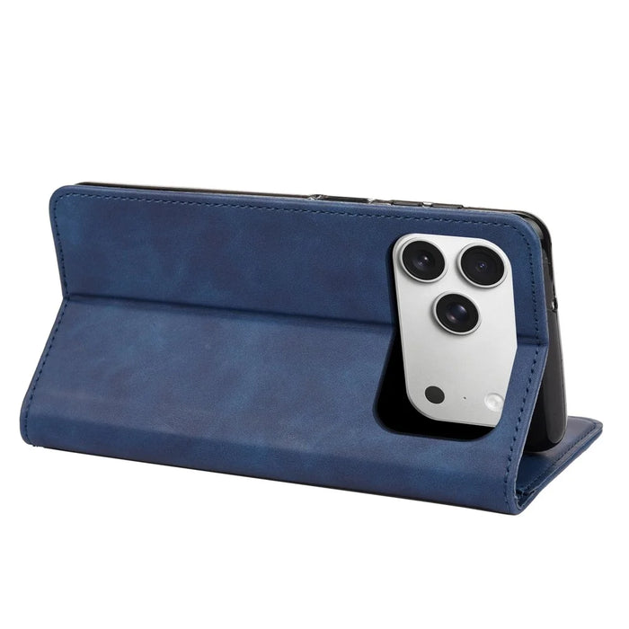 For iPhone 17 Pro Case PU Leather Shockproof Protection Wallet Phone Cover - Blue - 4
