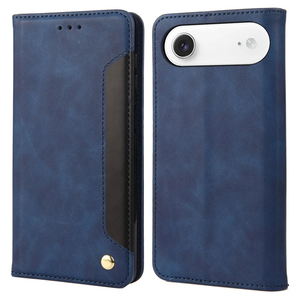For iPhone Air Case PU Leather Shockproof Protection Wallet Phone Cover - Blue - 1