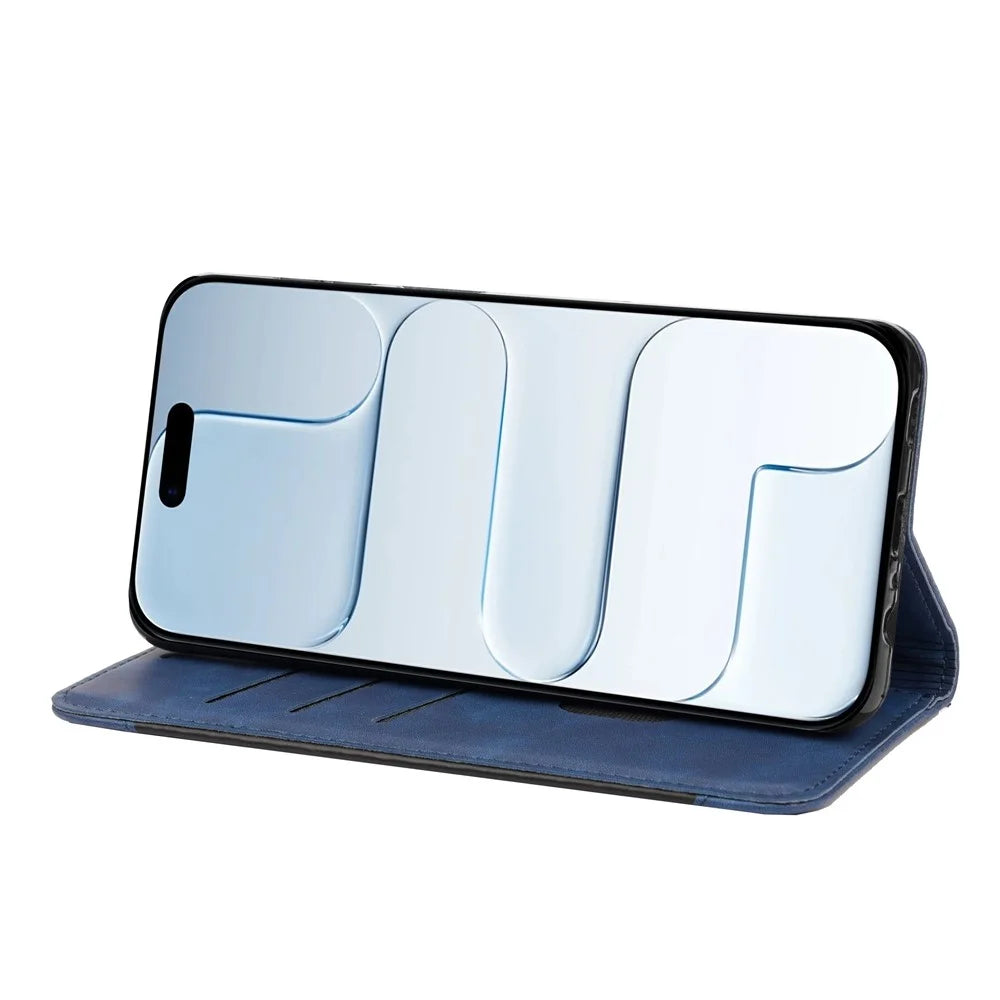 For iPhone Air Case PU Leather Shockproof Protection Wallet Phone Cover - Blue - 3