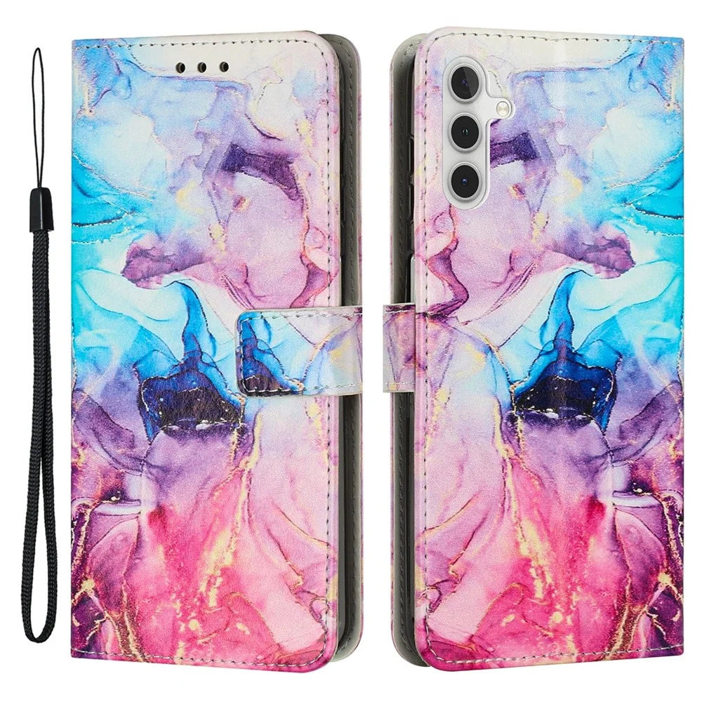 For Samsung Galaxy A14 5G / 4G PU Leather Mobile Phone Stand Wallet Case - Pink / Purple - 1