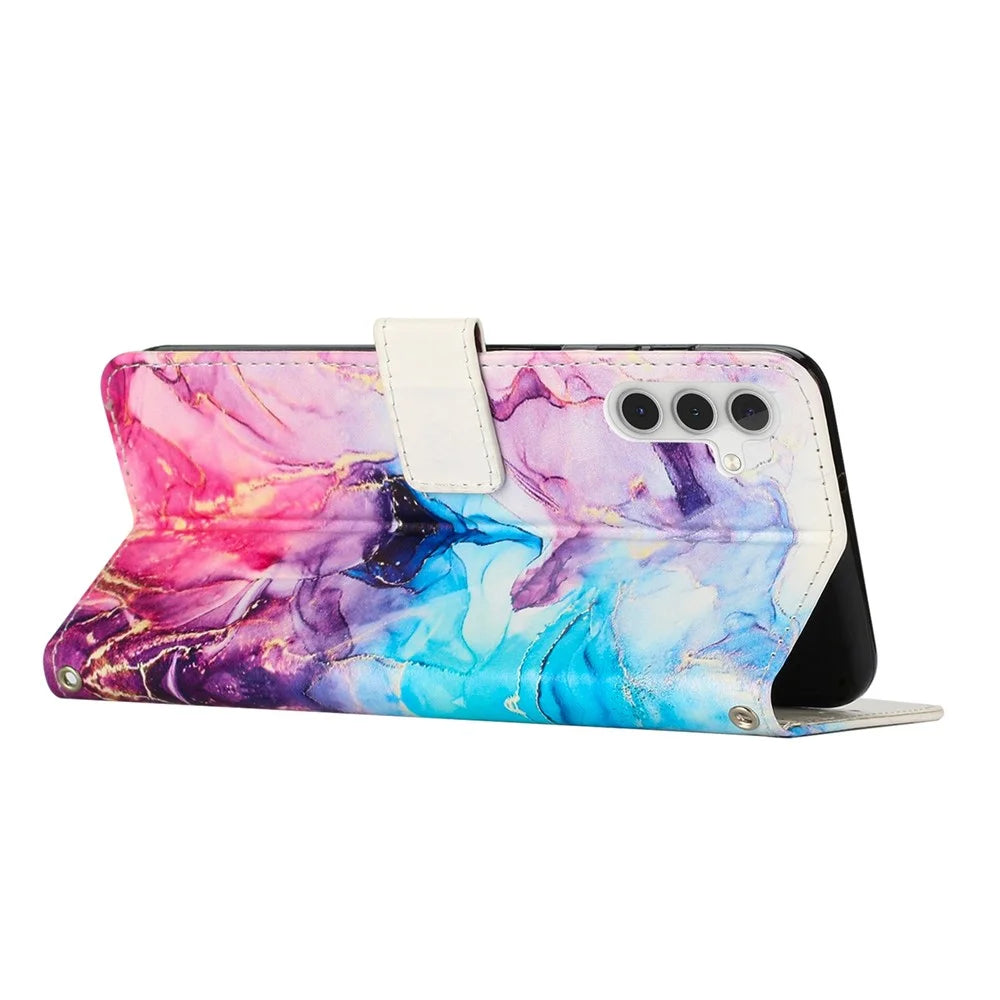 For Samsung Galaxy A14 5G / 4G PU Leather Mobile Phone Stand Wallet Case - Pink / Purple - 3