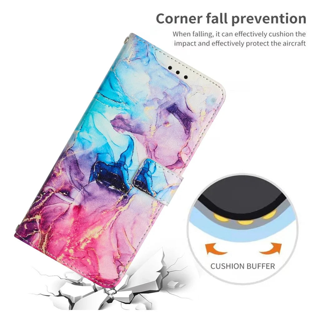 For Samsung Galaxy A14 5G / 4G PU Leather Mobile Phone Stand Wallet Case - Pink / Purple - 6