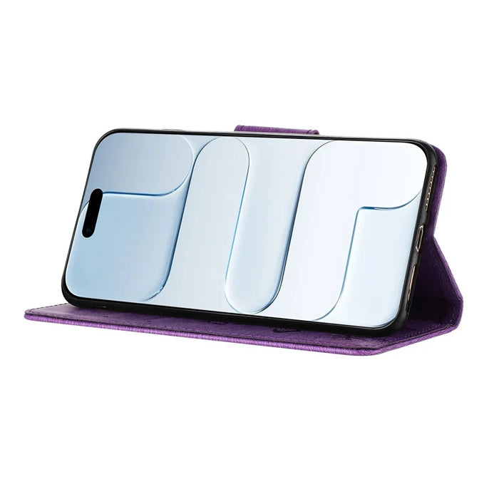 For iPhone Air Case Butterflies Flower Leather Wallet Flip Phone Cover - Purple - 3