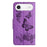For iPhone Air Case Butterflies Flower Leather Wallet Flip Phone Cover - Purple - 7