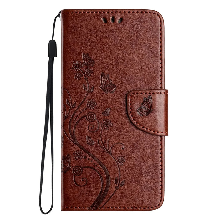 For iPhone 17 Case Imprinted Mini Butterfly Leather Wallet Phone Cover - Brown - 6